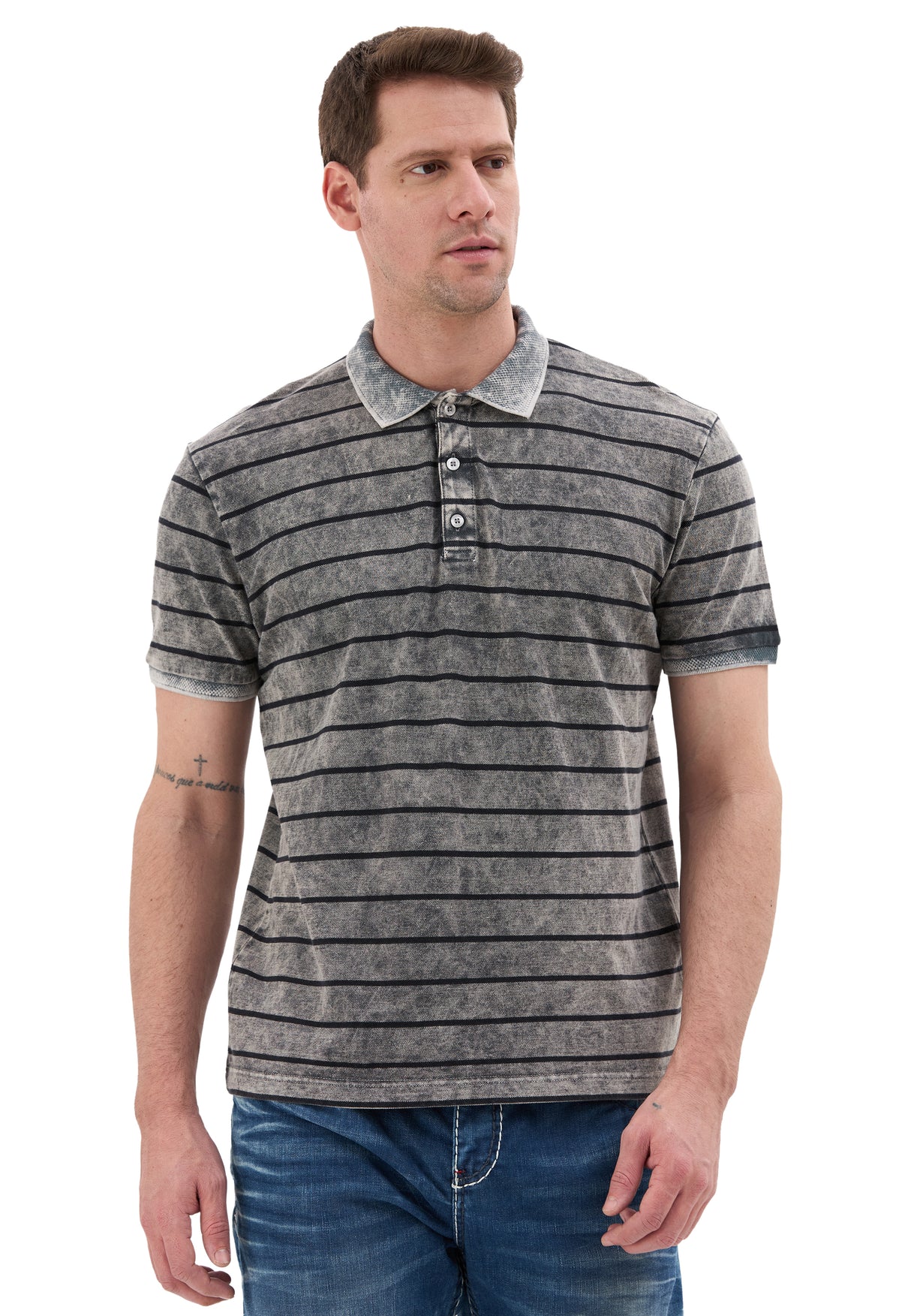Erkek Çizgili Polo Yaka Basic T-Shirt - CT858