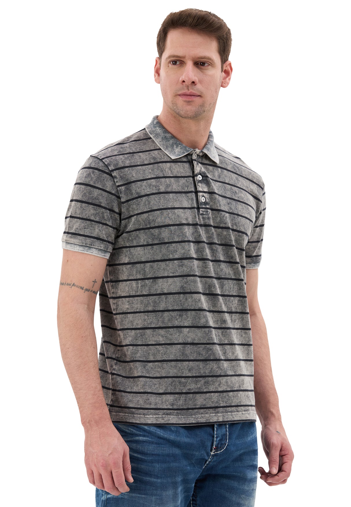 Erkek Çizgili Polo Yaka Basic T-Shirt - CT858