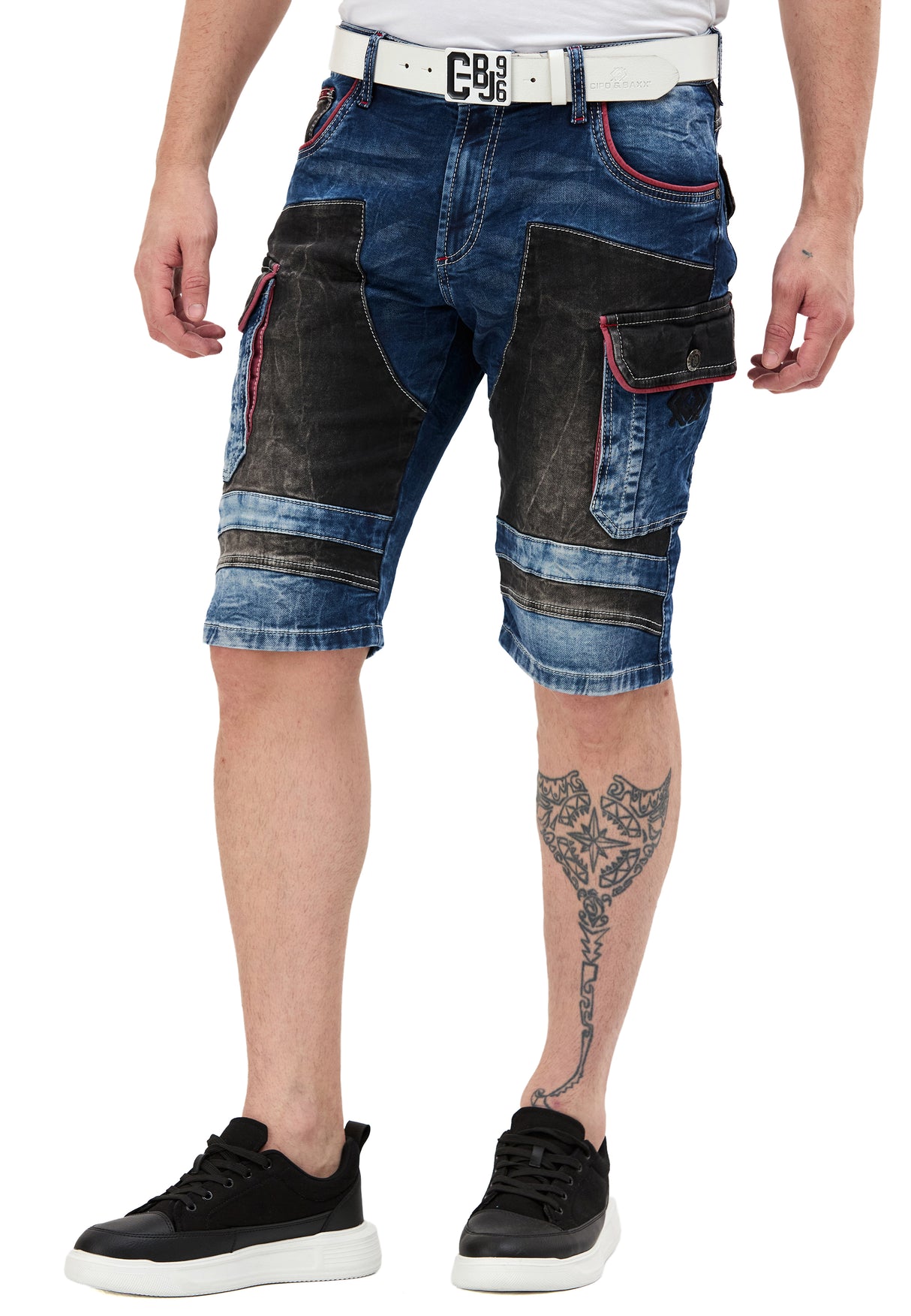 Regular Fit 2 Tonlu Taşlı Çok Cepli Erkek Denim Kargo Kapri CK312