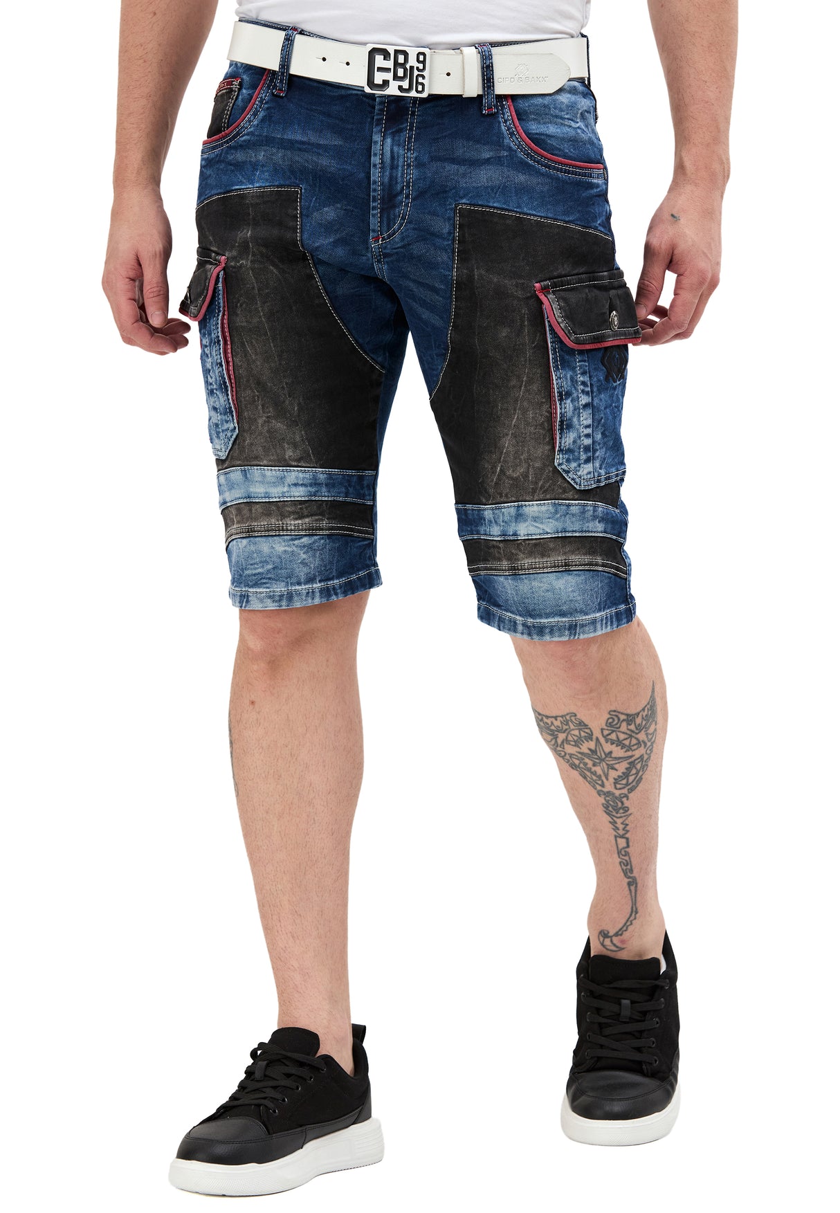 Regular Fit 2 Tonlu Taşlı Çok Cepli Erkek Denim Kargo Kapri CK312