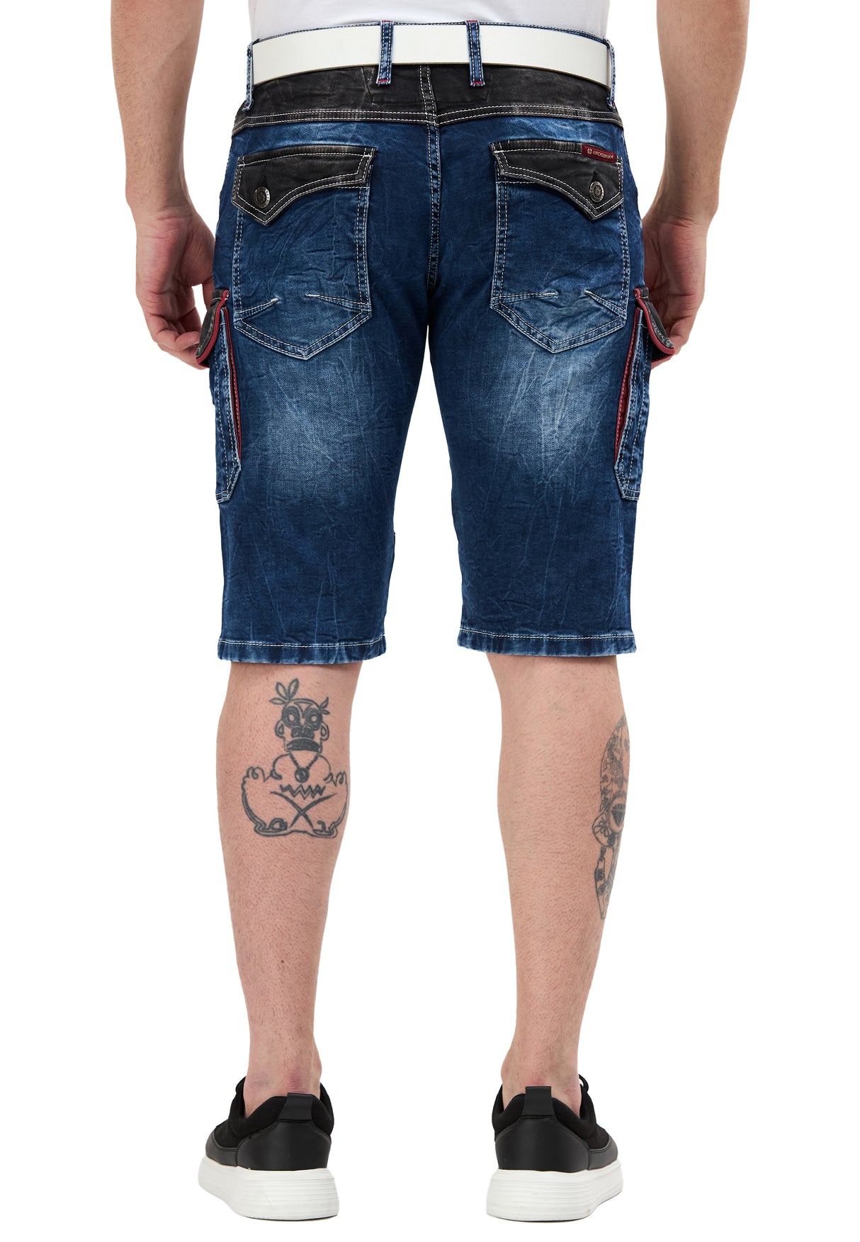 Regular Fit 2 Tonlu Taşlı Çok Cepli Erkek Denim Kargo Kapri CK312