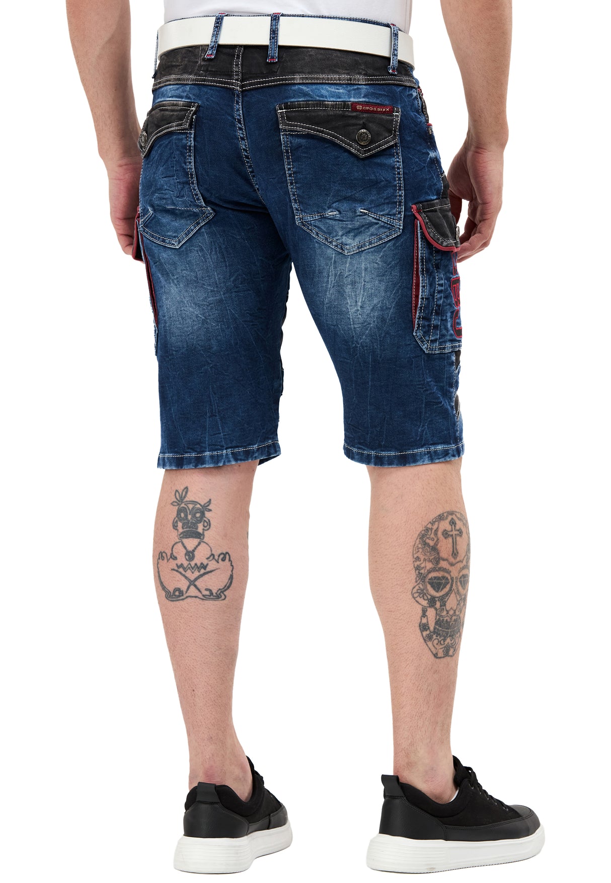 Regular Fit 2 Tonlu Taşlı Çok Cepli Erkek Denim Kargo Kapri CK312