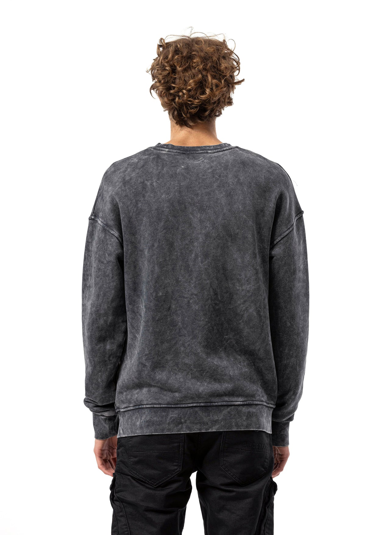 CL595 Erkek Sweatshirt - Yıkanmış Görünümlü, Yuvarlak Yakalı