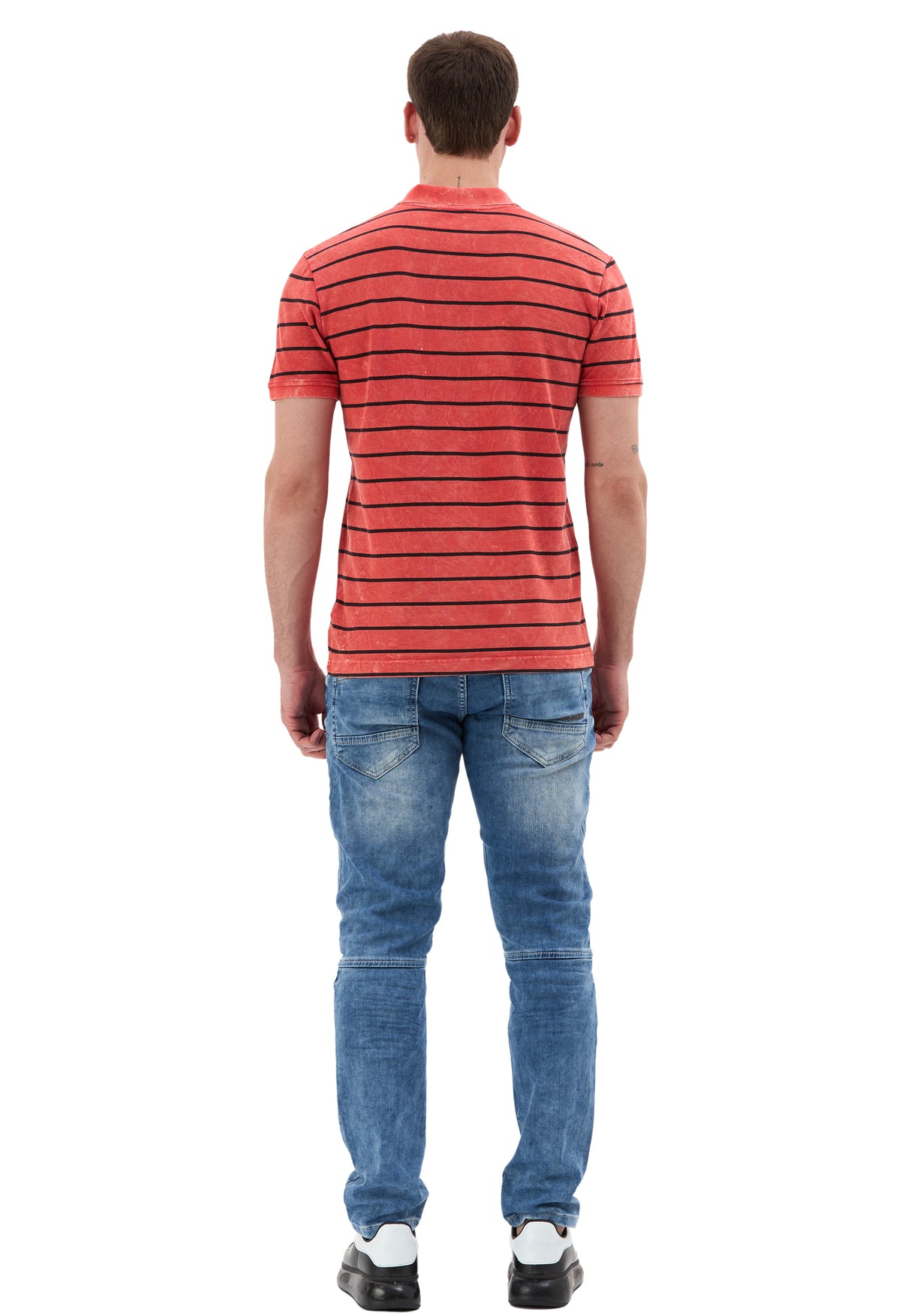 Erkek Çizgili Polo Yaka Basic T-Shirt - CT858