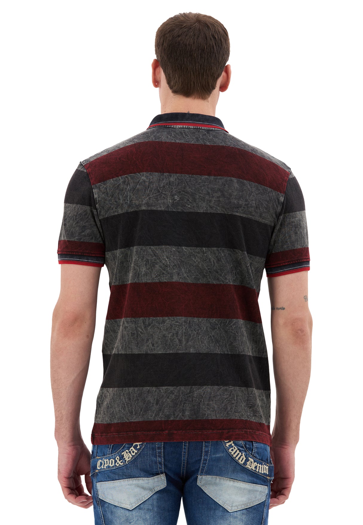 Erkek Çizgili Polo Yaka Tişört Slim Fit Pamuklu Günlük Şık T-Shirt CT859