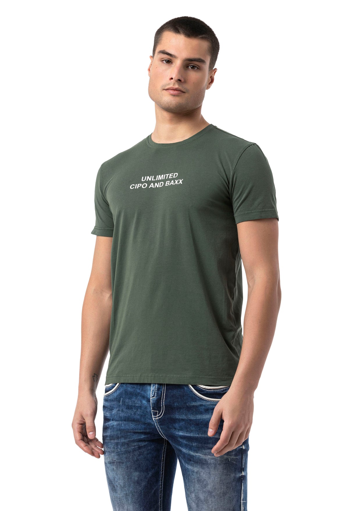 Erkek Regular Fit Baskılı Pamuklu T-shirt CT827