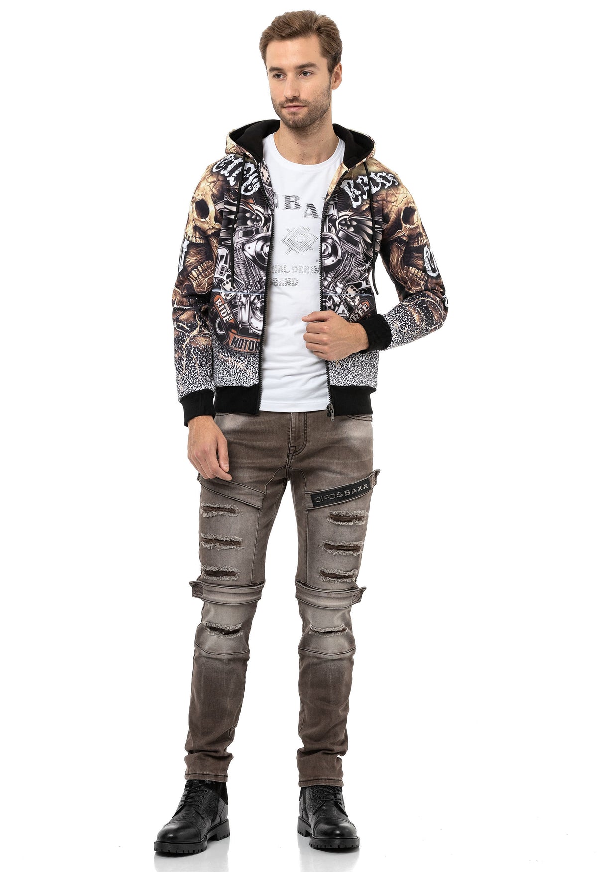 CL550 Erkek Zip Kapşonlu Sweatshirt – Fermuarlı Hoodie, Günlük Spor Rahat Kalıp