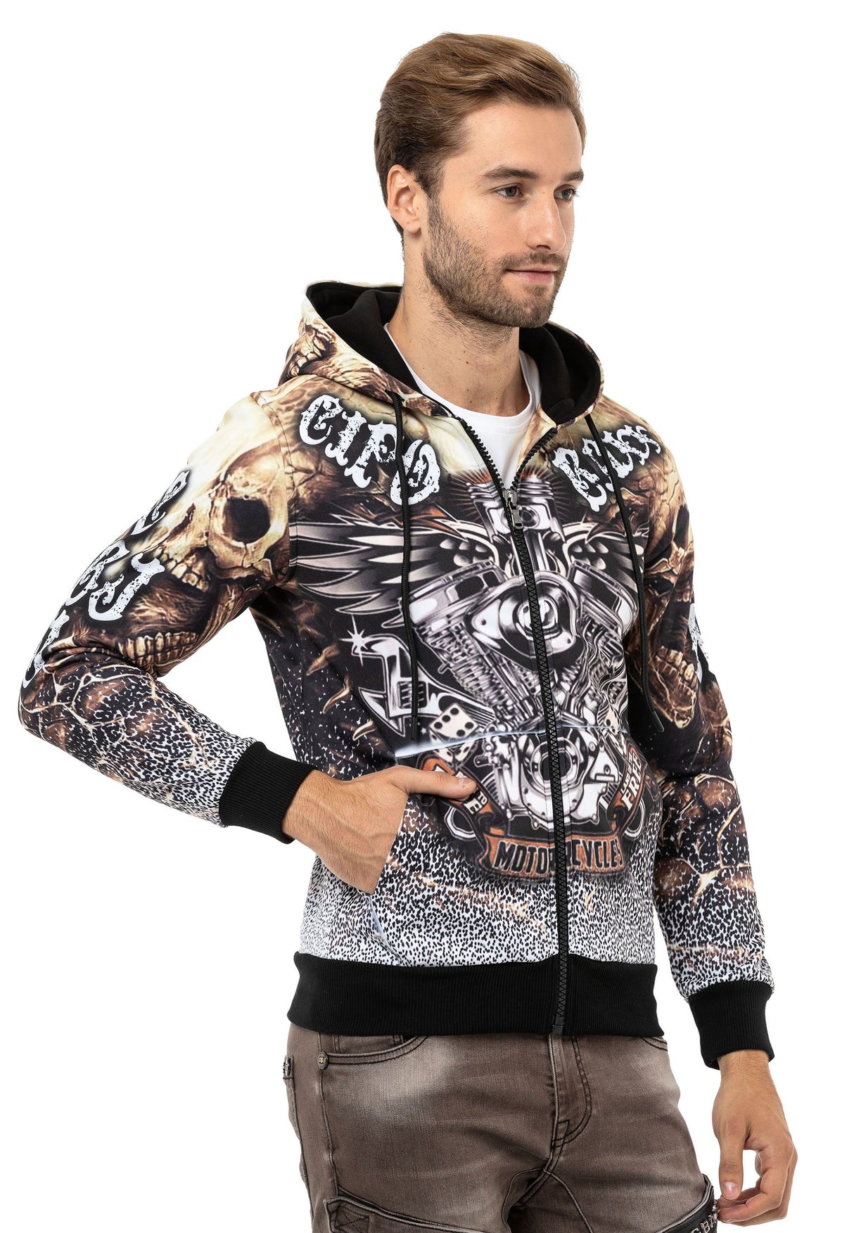 CL550 Erkek Zip Kapşonlu Sweatshirt – Fermuarlı Hoodie, Günlük Spor Rahat Kalıp