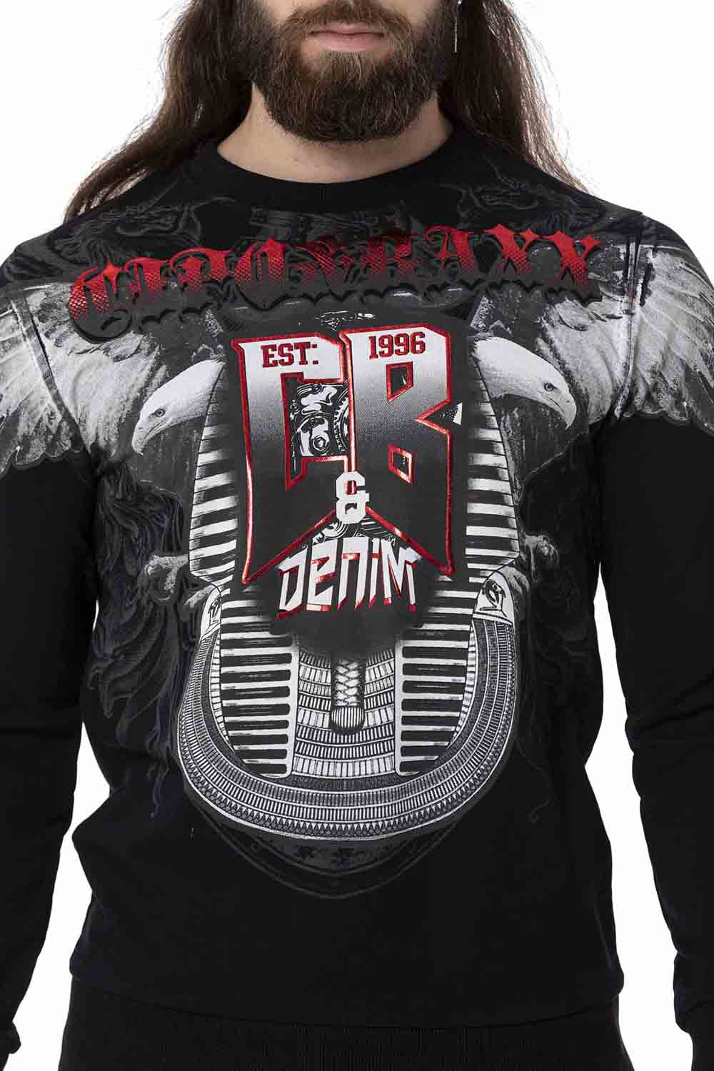 CL515 Kartal Desenli Beyaz Kalın Sweatshirt