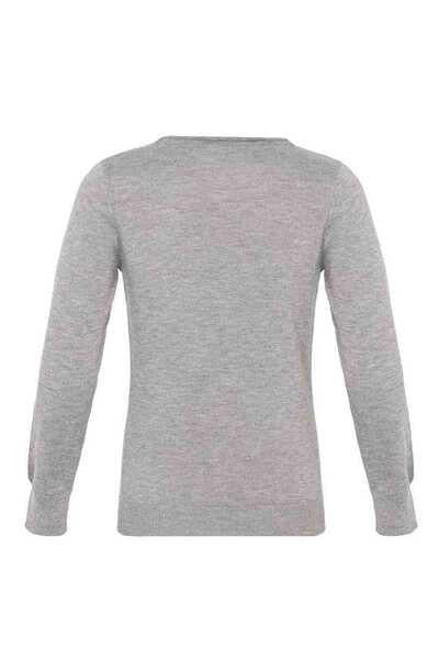 BP100 Çift Yakalı Gri Çocuk Kazak