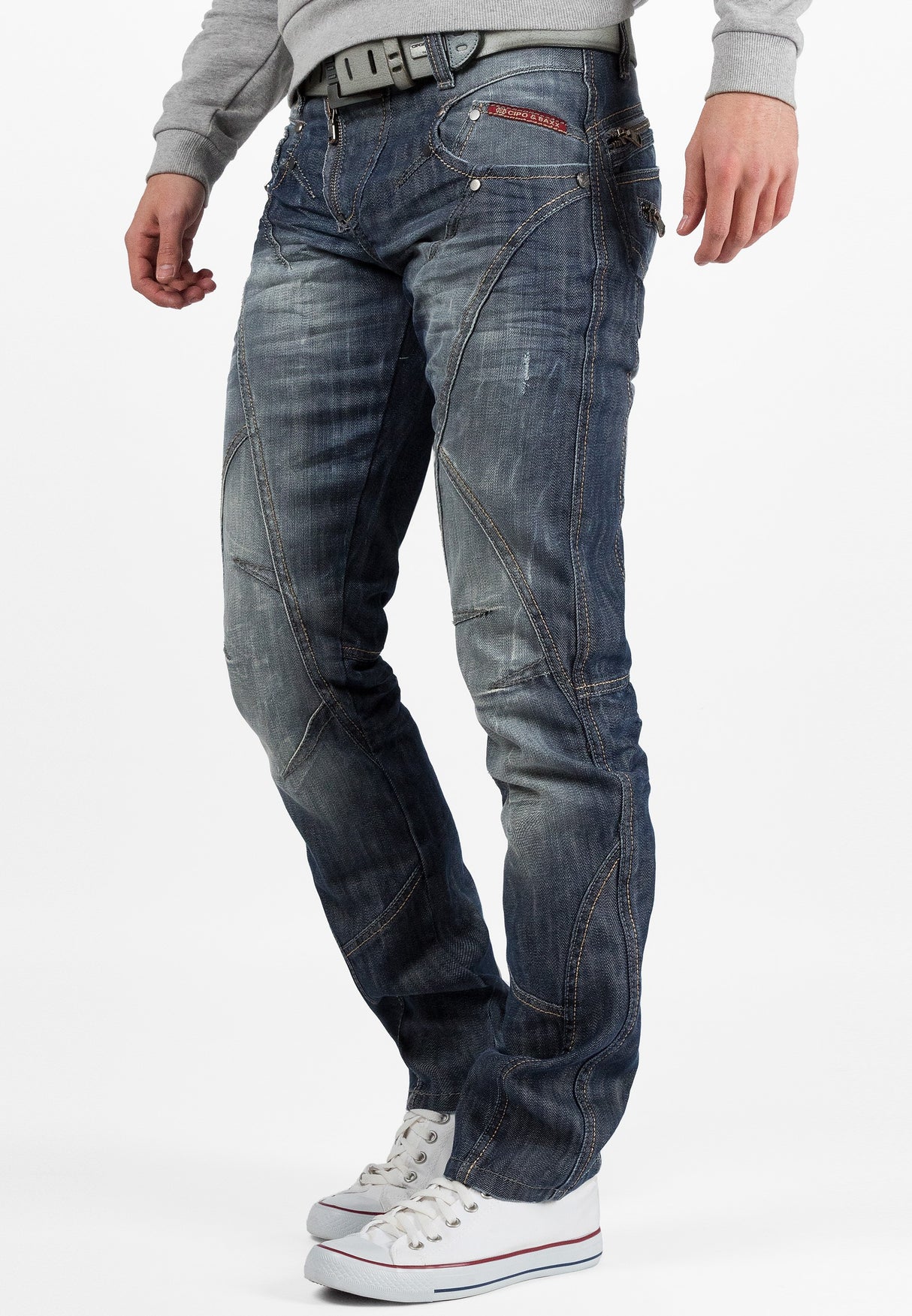 C-0751 Kalın Dikişli Fermuarlı Erkek Kot Pantolon