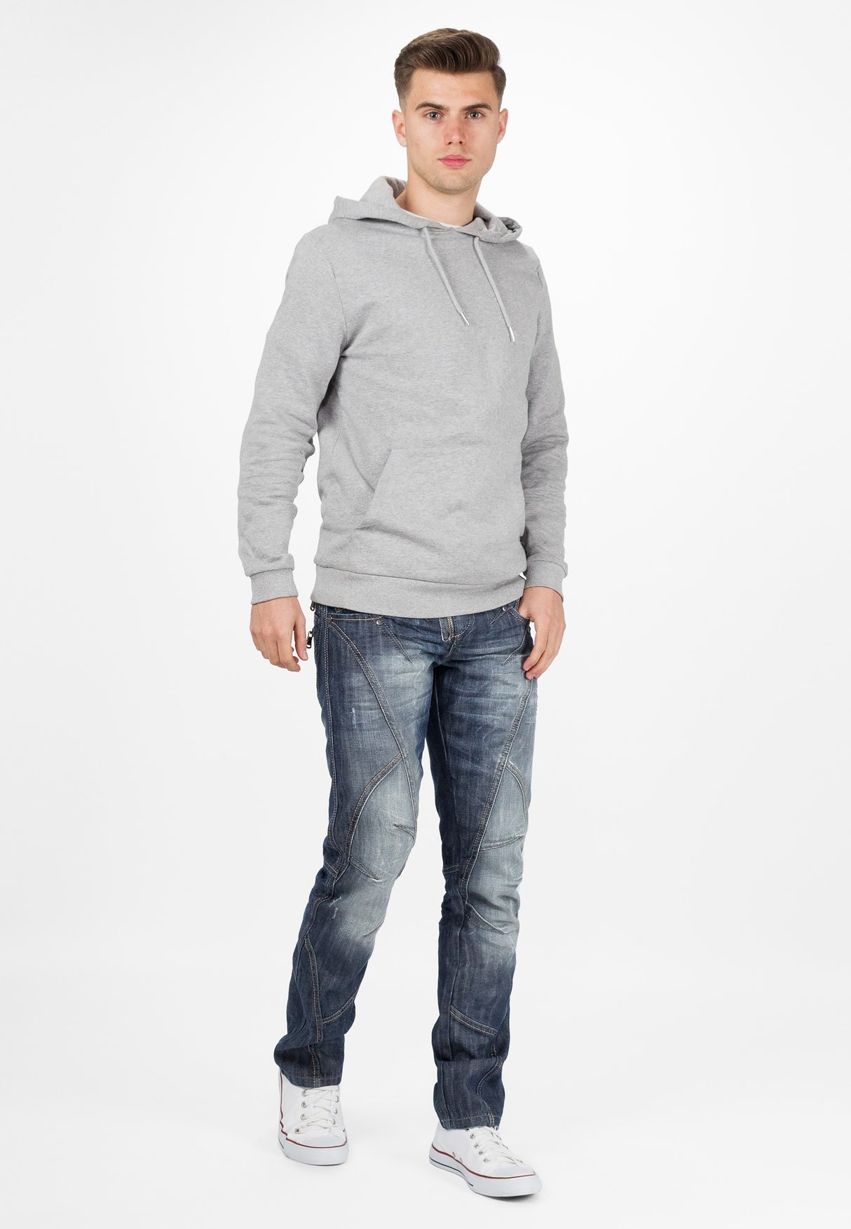 C-0751 Kalın Dikişli Fermuarlı Erkek Kot Pantolon