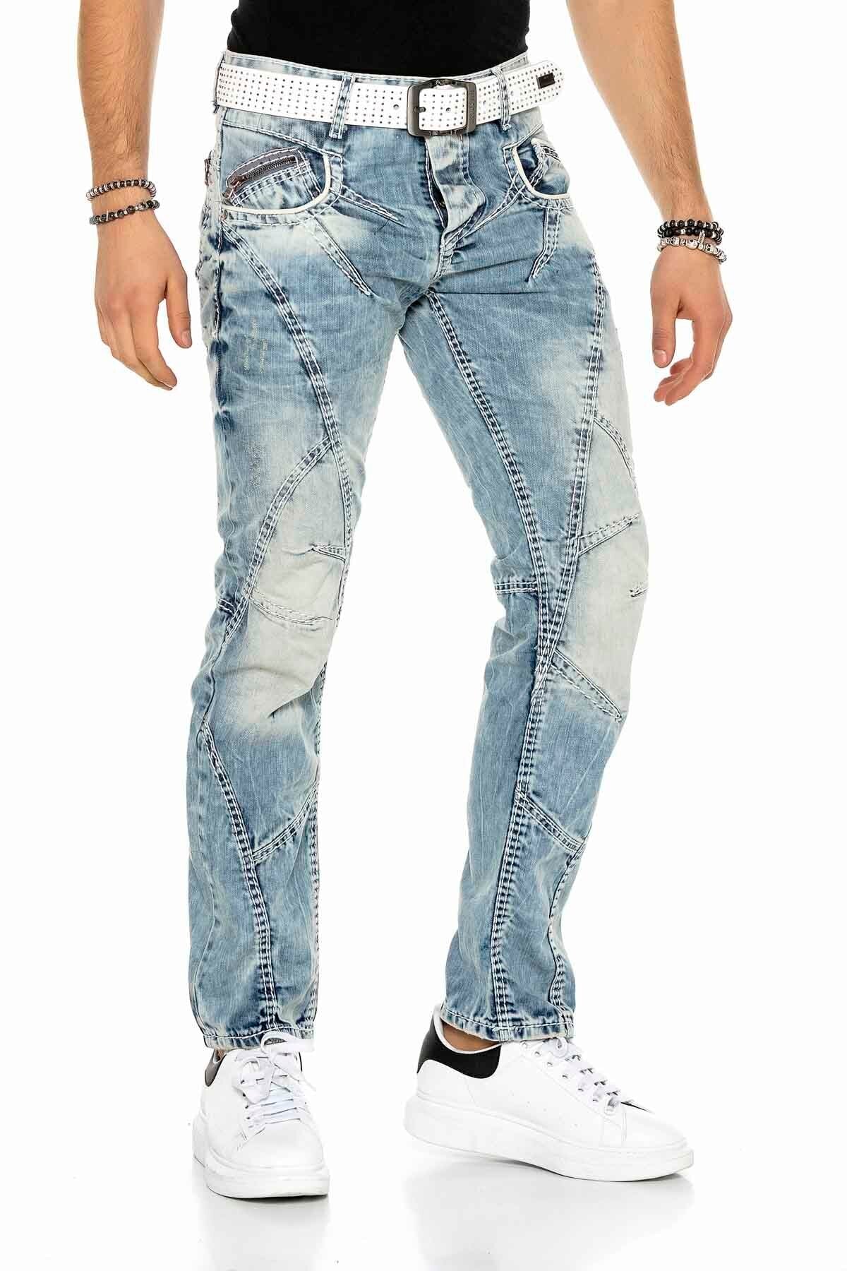 C-0894A Dikişli Eskitme Erkek Jean Pantolon