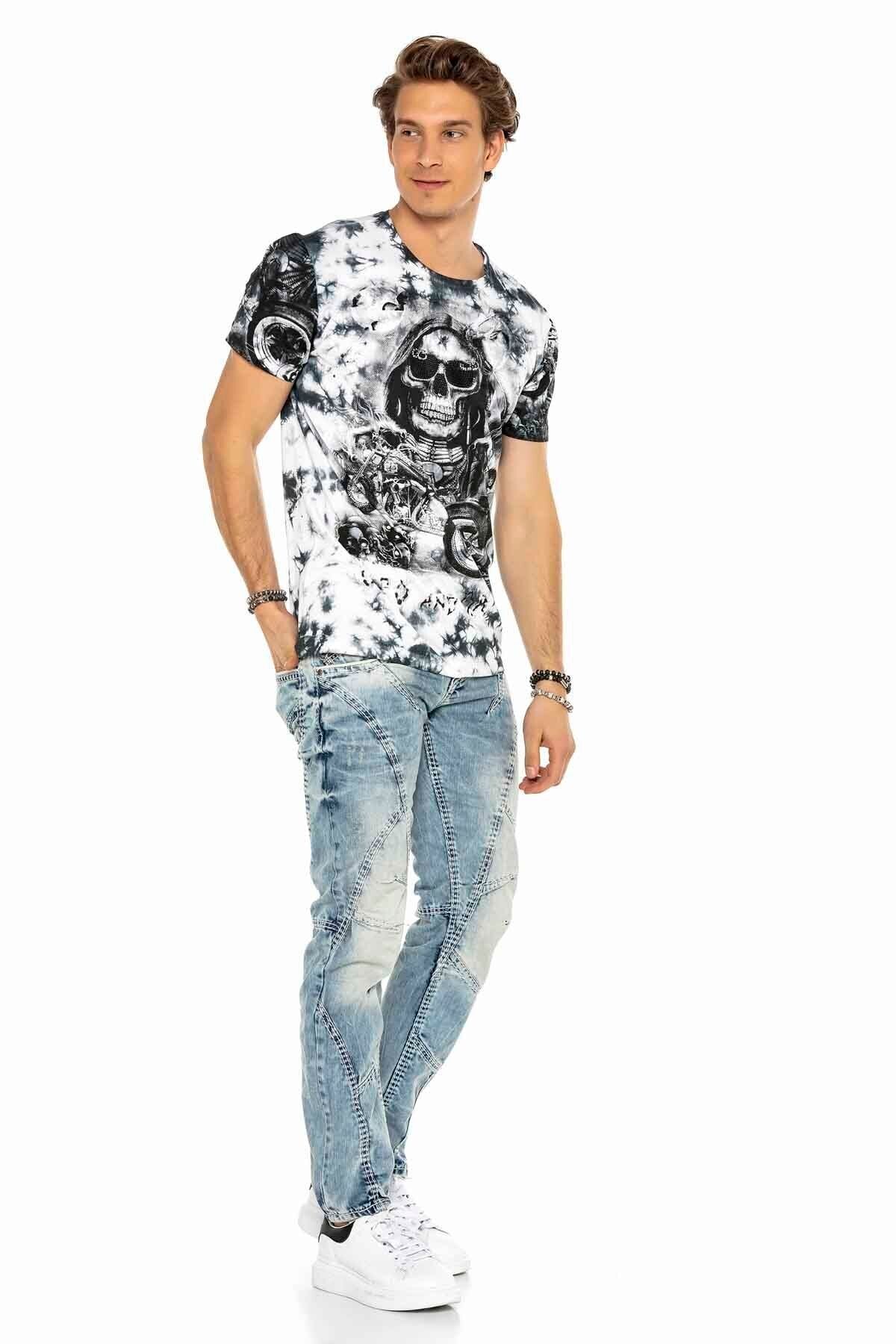 C-0894A Dikişli Eskitme Erkek Jean Pantolon
