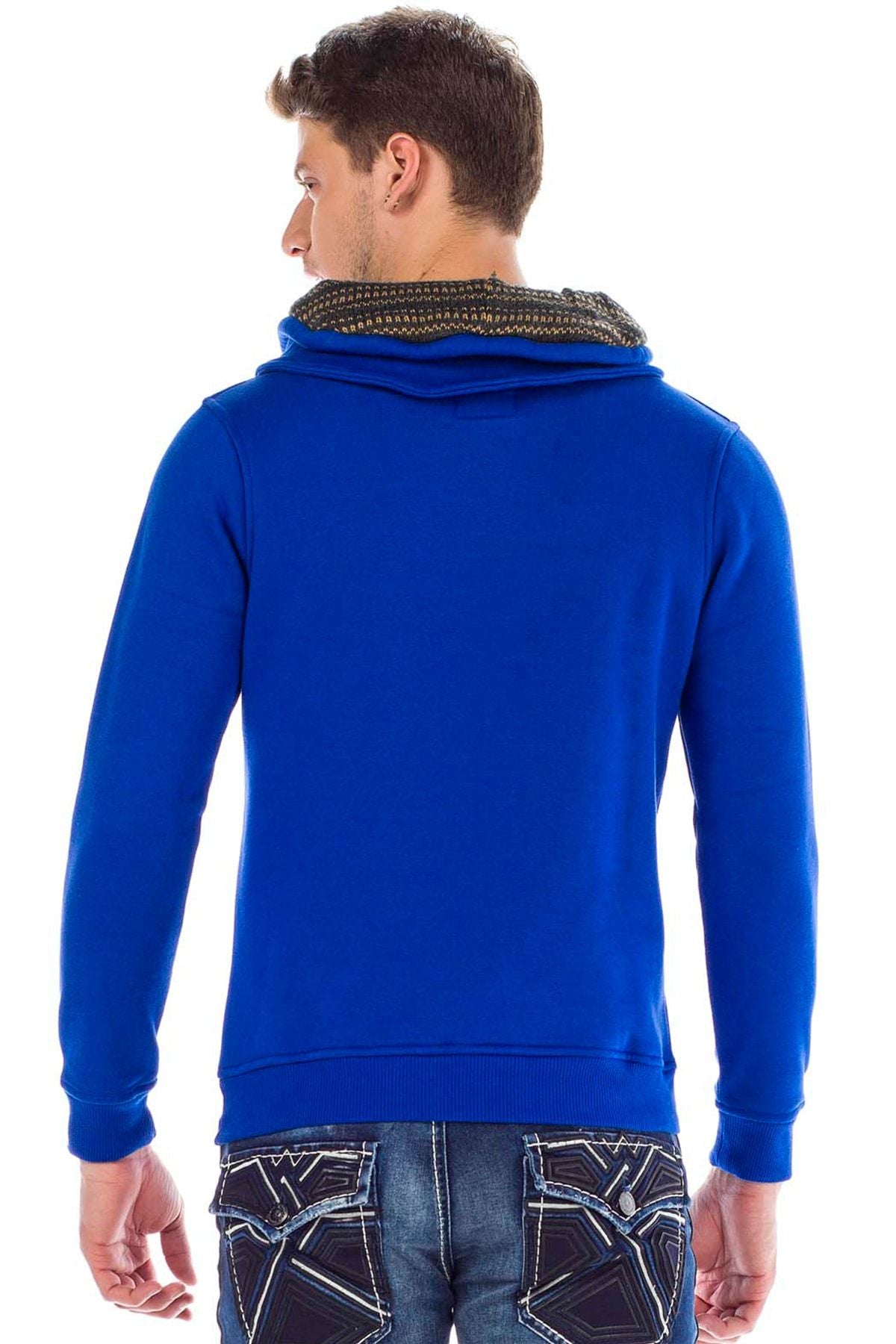 C44200 Çift Kat Yaka Örgü Detay Erkek Sweatshirt