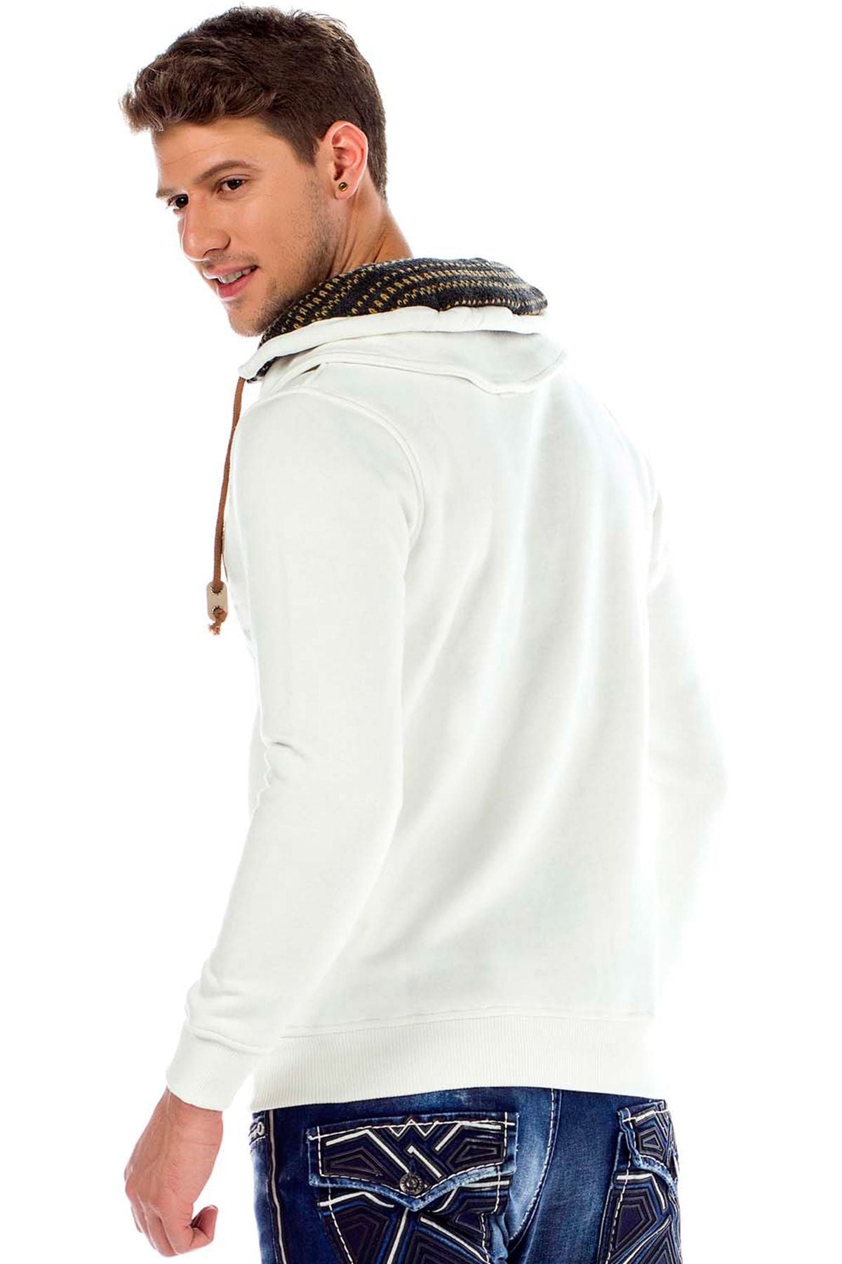 C44200 Çift Kat Yaka Örgü Detay Erkek Sweatshirt