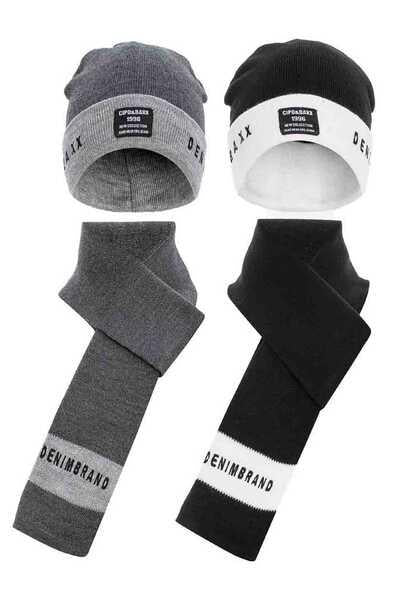 CA136 Siyah ve Antrasit Atkı Bere Set