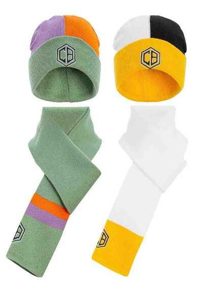 CA138 Yeşil ve Sarı Atkı Bere Seti