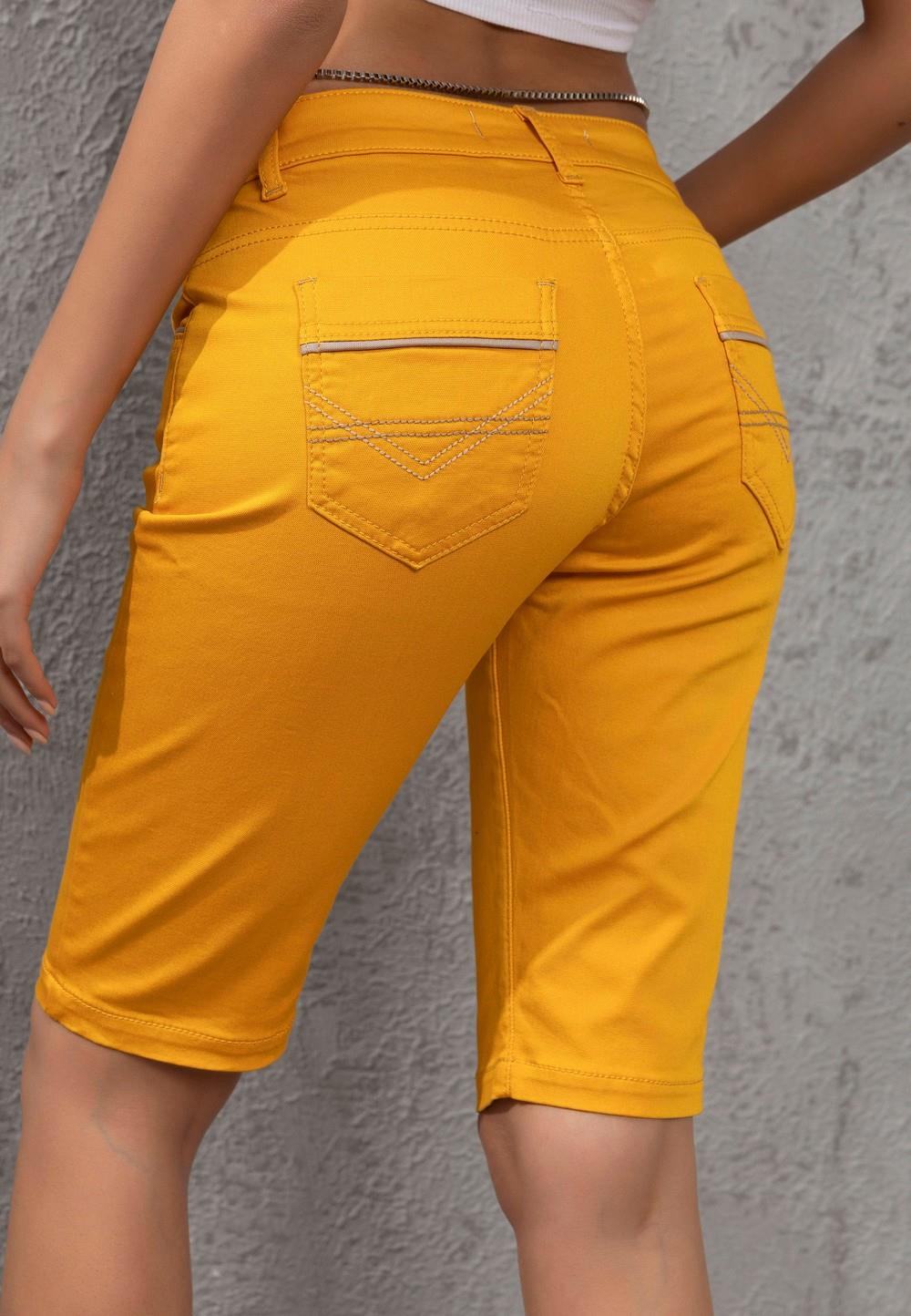 WK196 Kontrast Cep Biye Detaylı Kadın Kapri