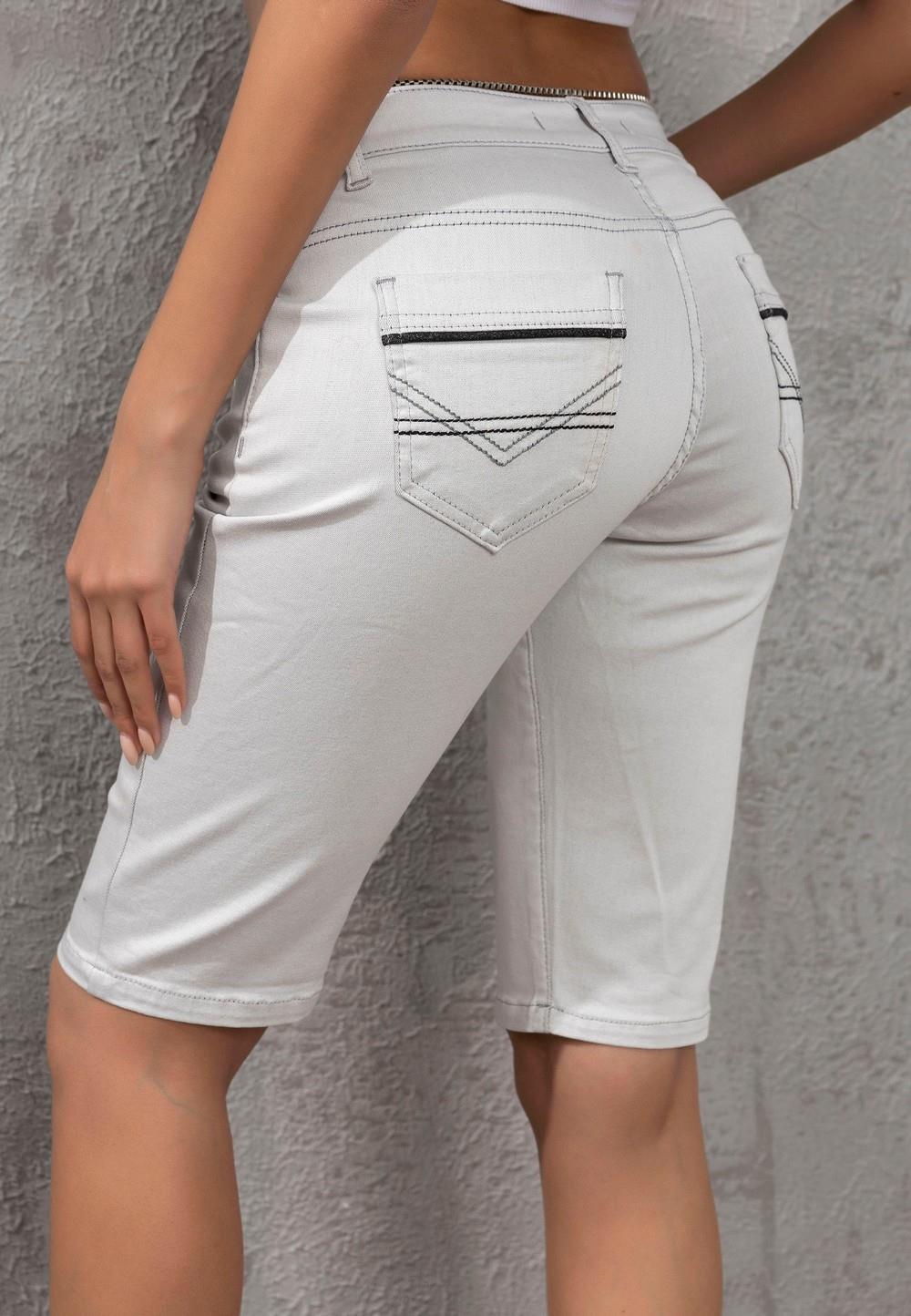 WK196 Kontrast Cep Biye Detaylı Kadın Kapri