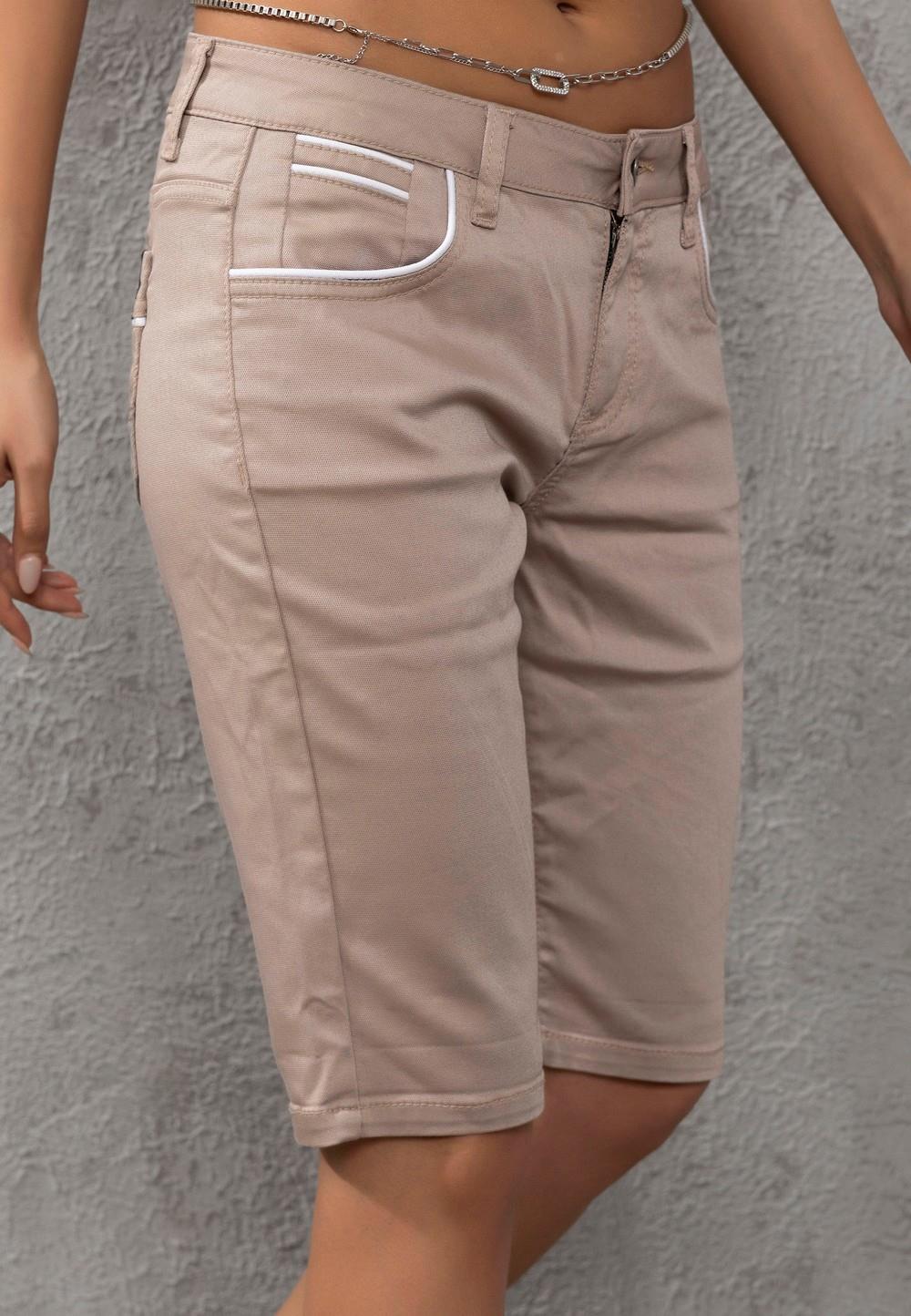 WK196 Kontrast Cep Biye Detaylı Kadın Kapri