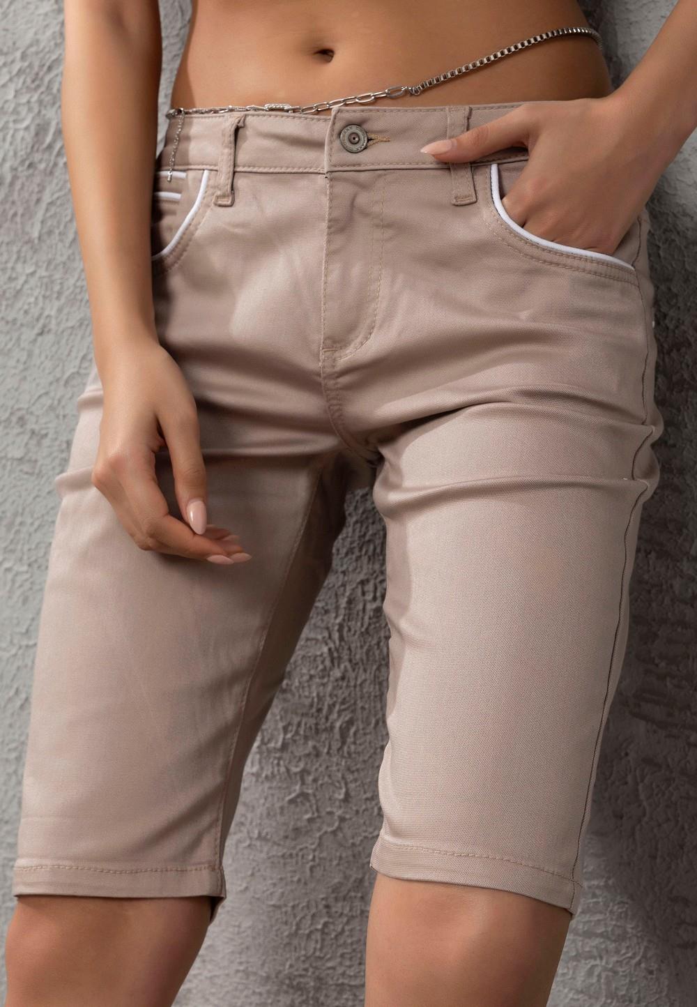 WK196 Kontrast Cep Biye Detaylı Kadın Kapri