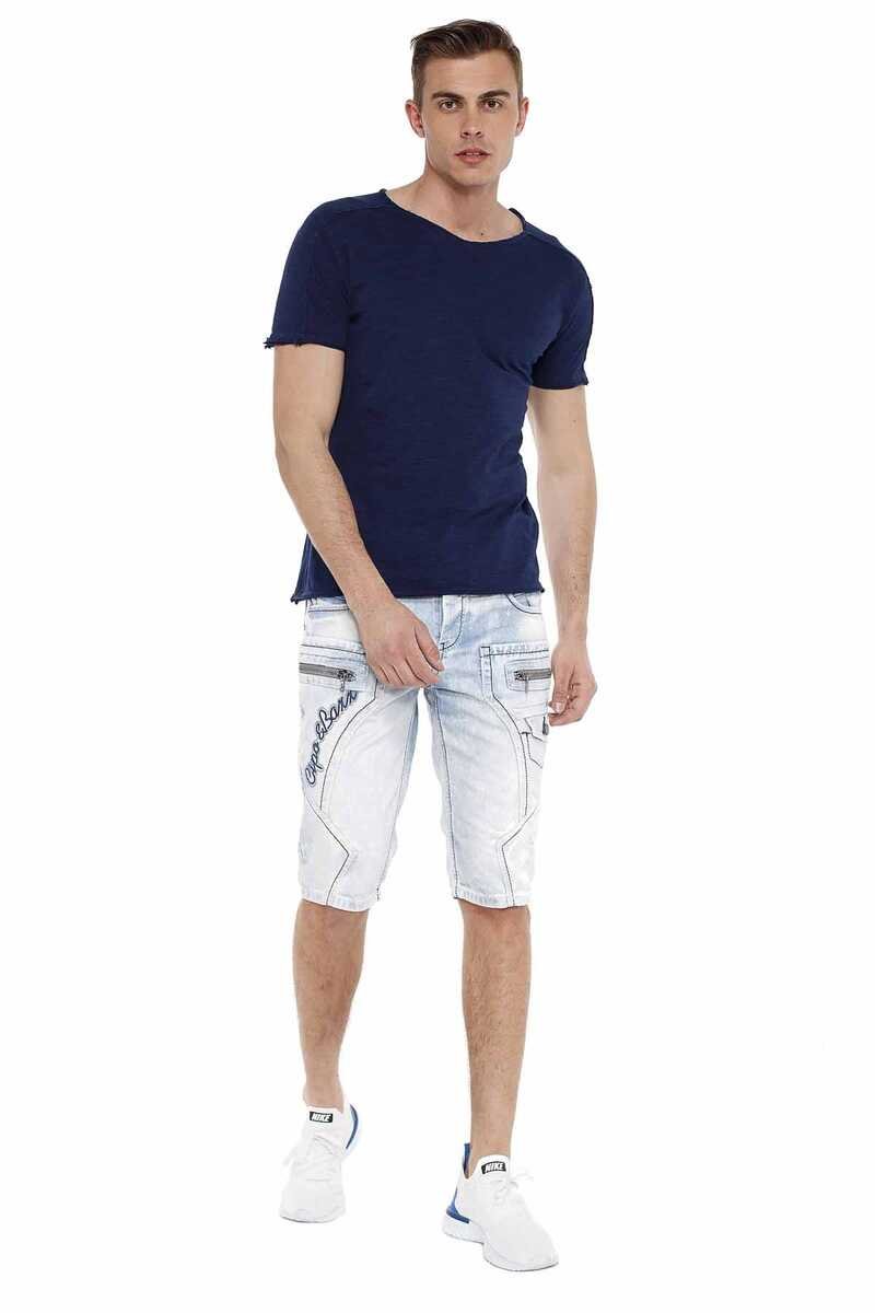 CK 131 Yan Cepli Parça Dikişli Kot Kapri