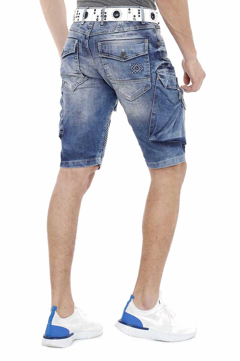 CK189 Kargo Cepli Yıkamalı Erkek Kot Kapri Şort