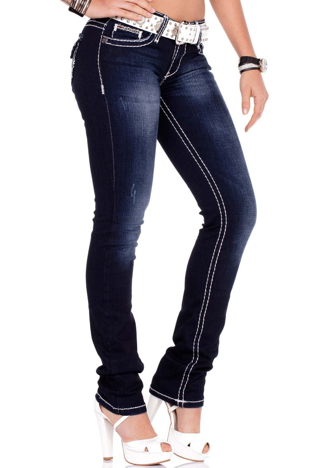 CBW-0231 Kontrast Dikişli Basic Kadın Jean Pantolon