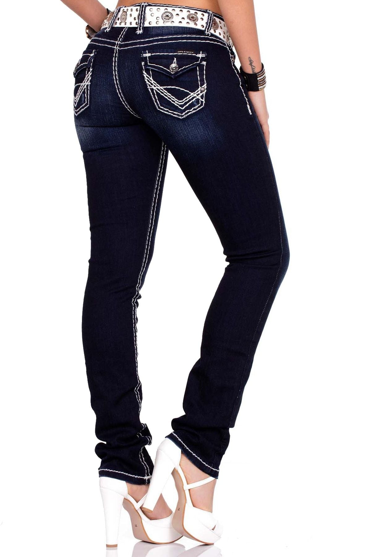 CBW-0231 Kontrast Dikişli Basic Kadın Jean Pantolon