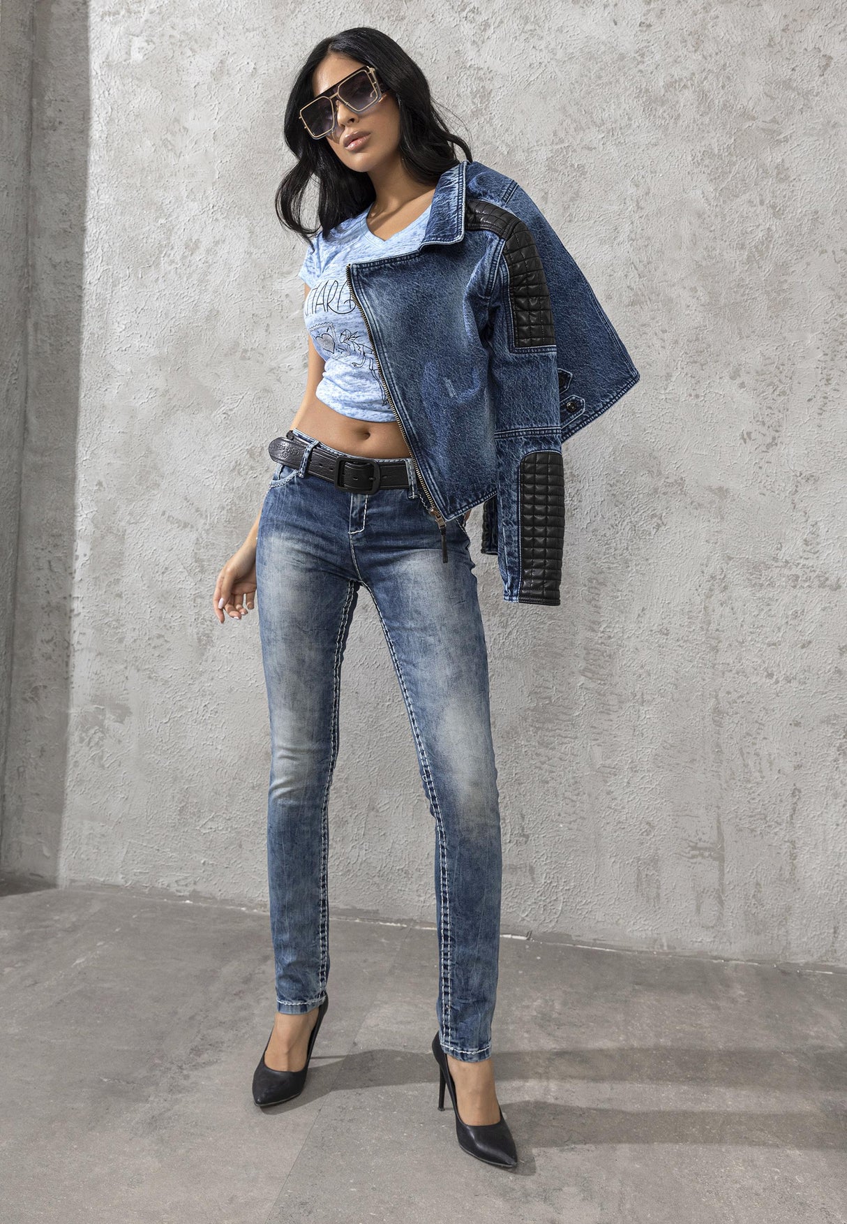 CBW-0639 Dikişli Jean Slim Fit Kadın Kot Pantolon