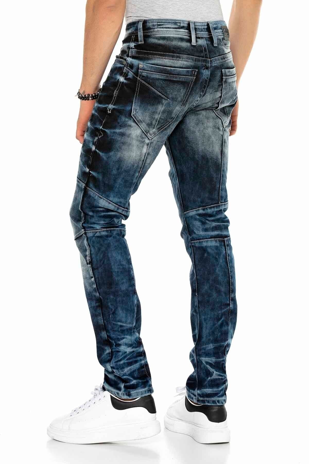 CD286 Dekoratif Dikişli Yıkamalı Koyu Erkek Pantolon