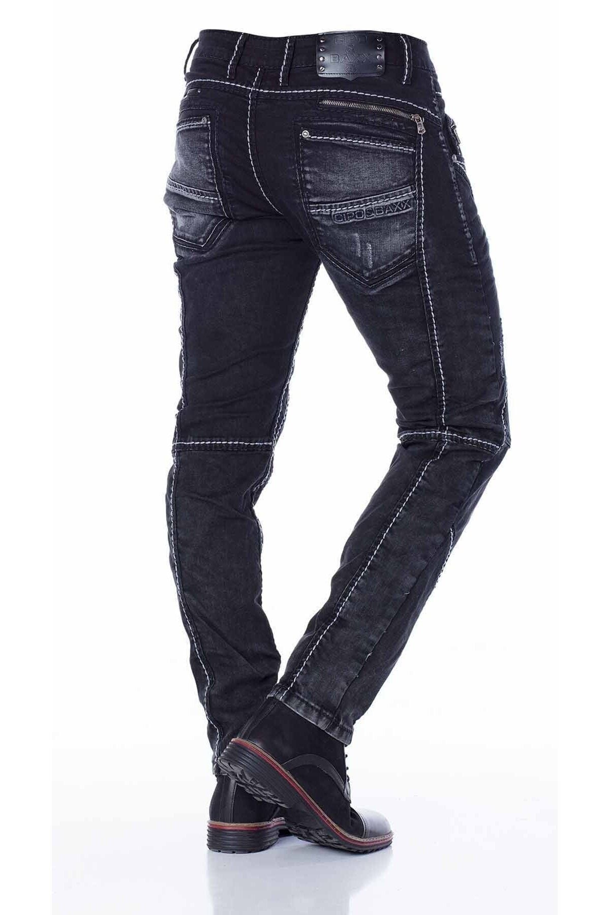 CD288 Parçalı Dikişli Biker Tarz Jeans Pantolon