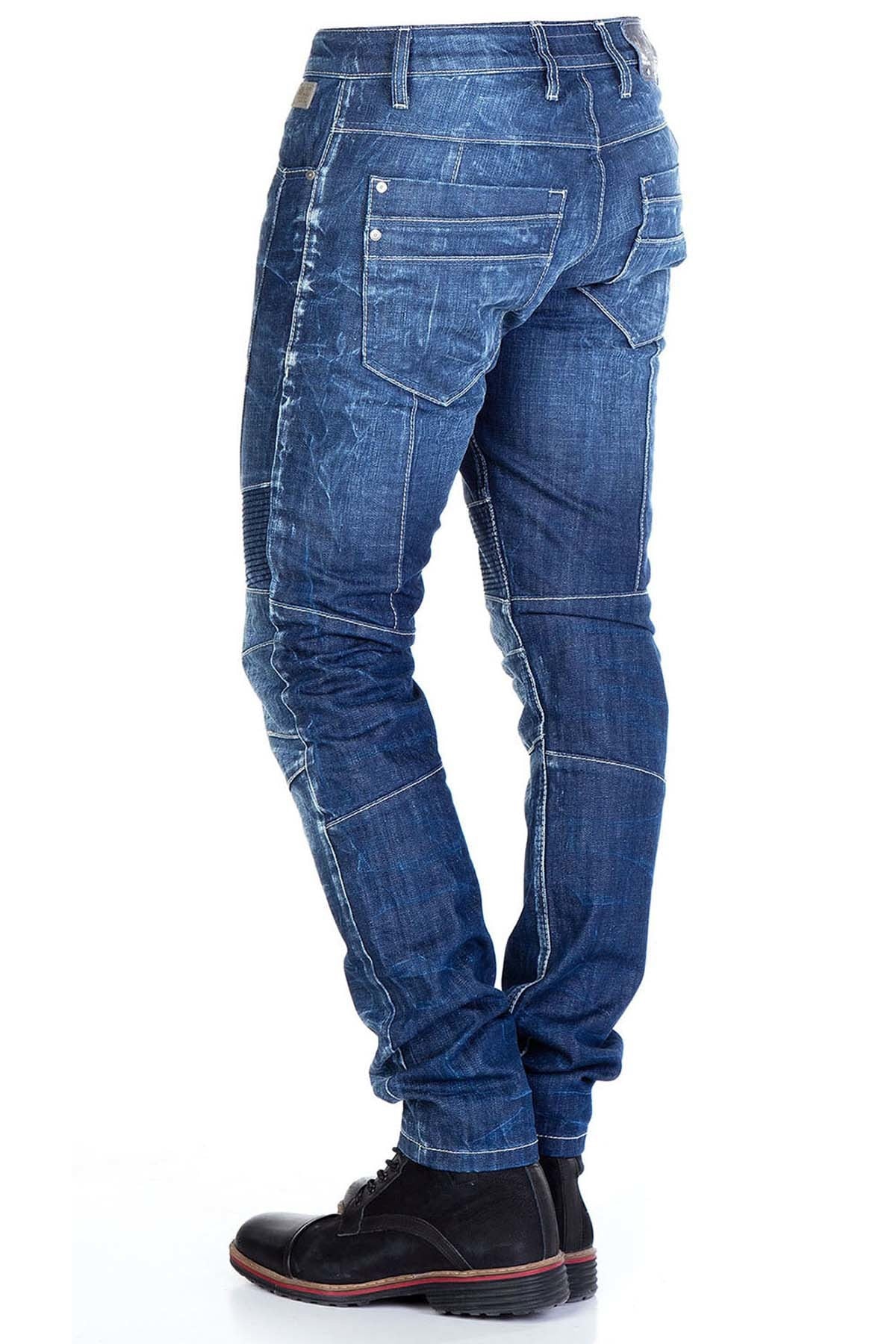 CD313 Rahat Kalıp Yıkamalı Mavi Erkek Kot Pantolon