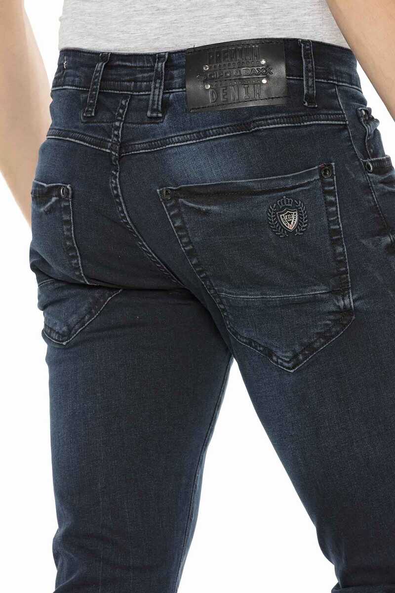CD375 Zincirli Dizi Yırtık Lacivert Slim Fit Erkek Jean