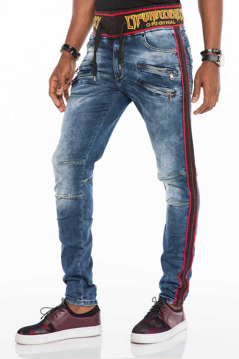 CD504 Lastik Kemerli Slim Fit Erkek Jean Pantolon