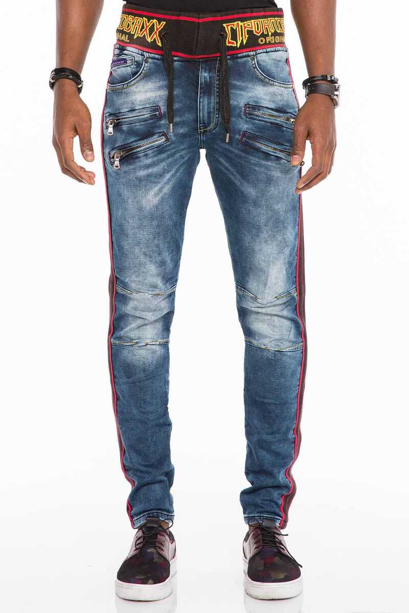 CD504 Lastik Kemerli Slim Fit Erkek Jean Pantolon