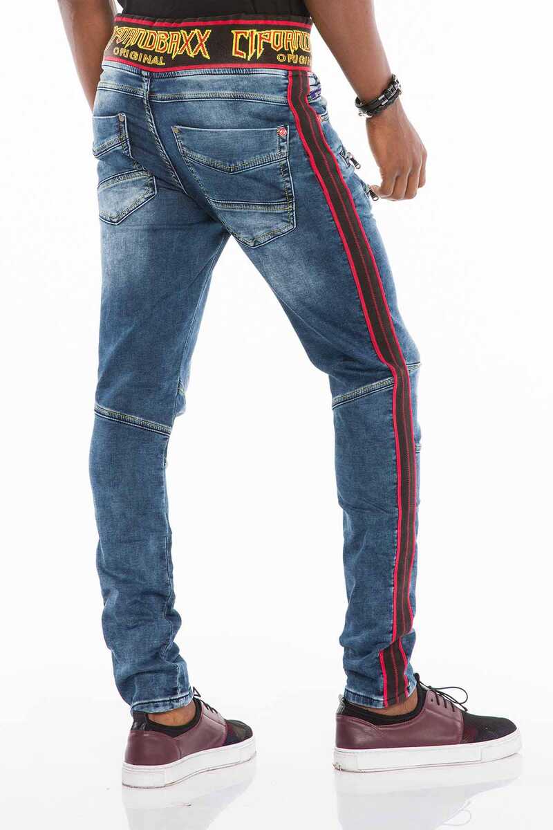 CD504 Lastik Kemerli Slim Fit Erkek Jean Pantolon