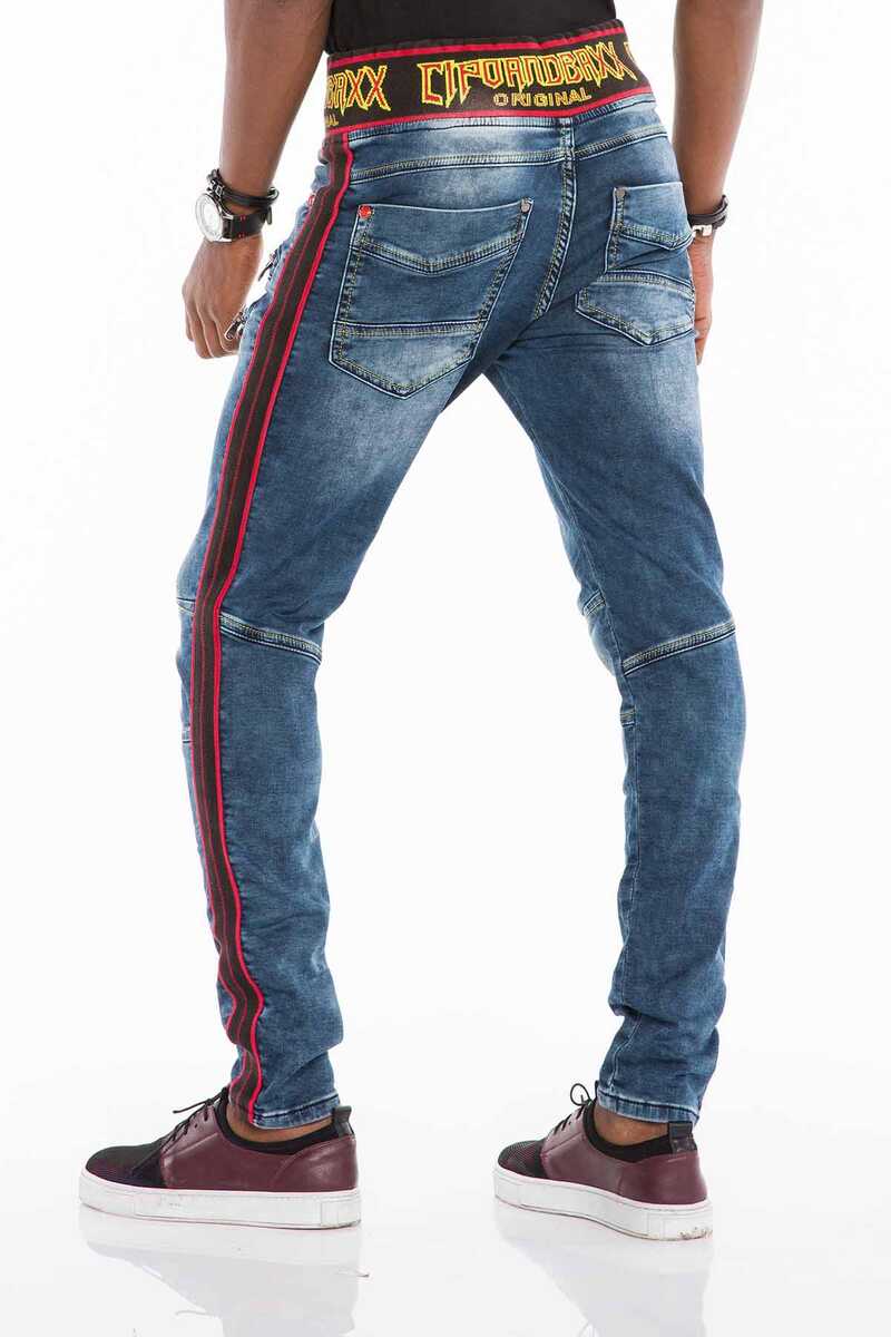 CD504 Lastik Kemerli Slim Fit Erkek Jean Pantolon