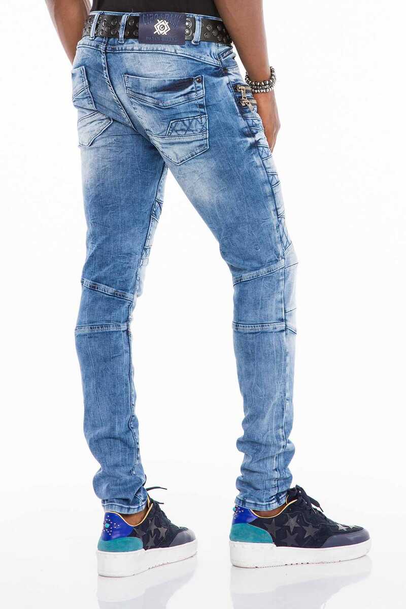 CD505 Desenli Dikişli Skinny Fit Mavi Erkek Jean Pantolon