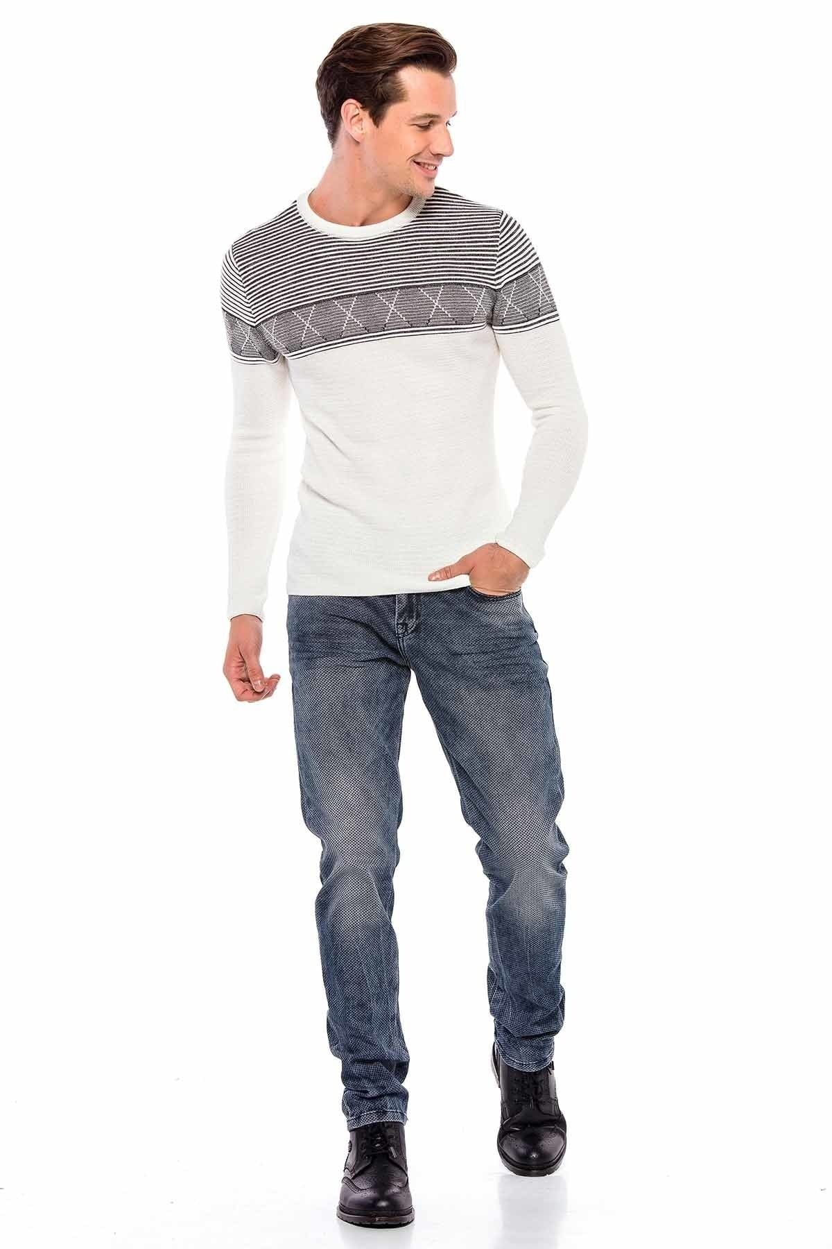 CD543 İnce Desenli Açık Erkek Jean Pantolon