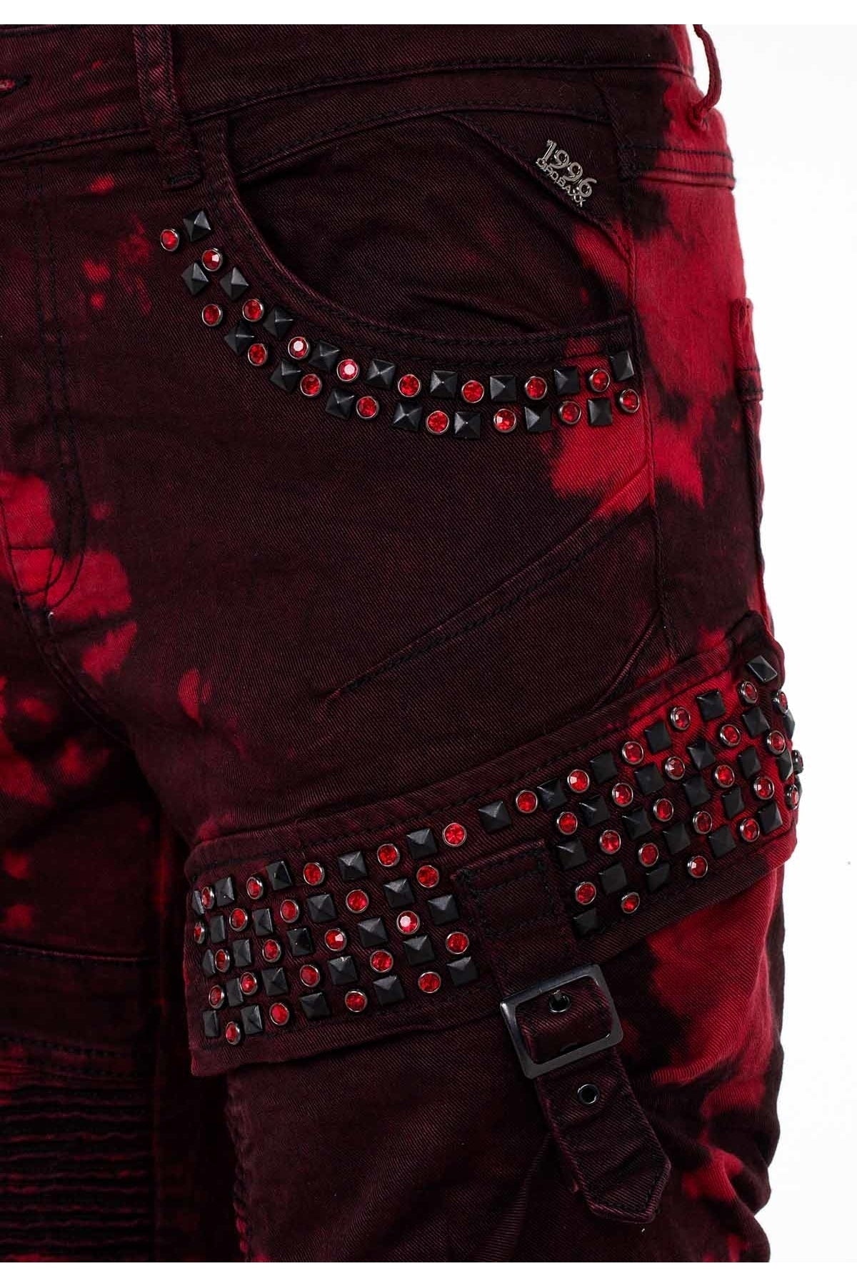 CD558 Gölge Desenli Taş ve Fermuarlı Kargo Pantolon