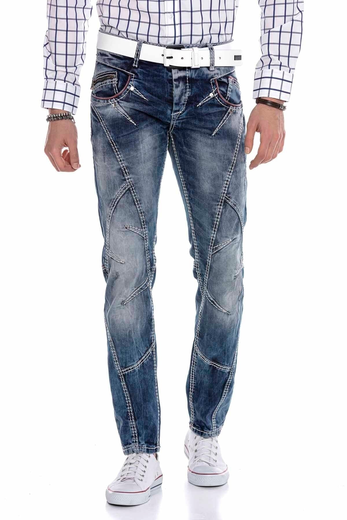 CD563 Parçalı Dikişli Regular Kesim Jean Pantolon