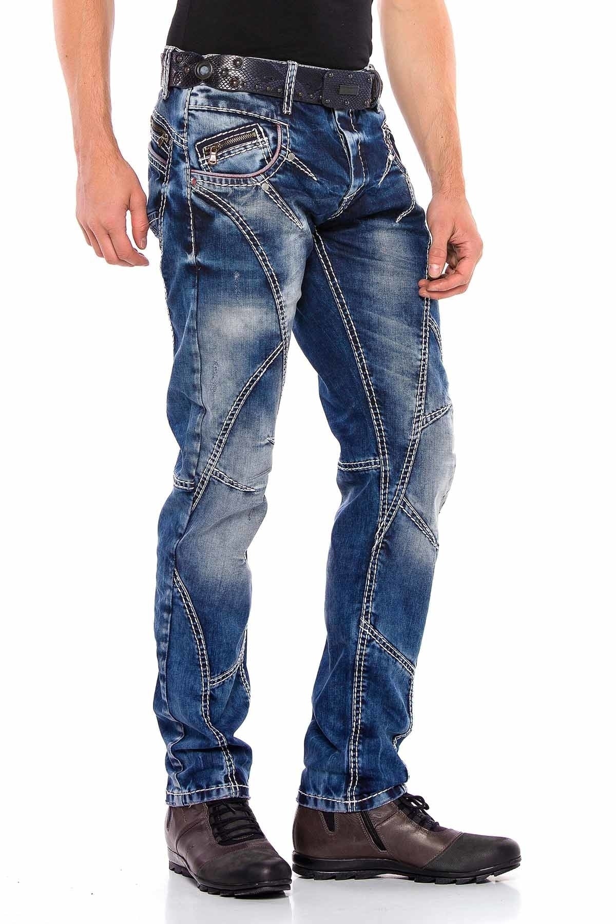 CD563 Parçalı Dikişli Regular Kesim Jean Pantolon