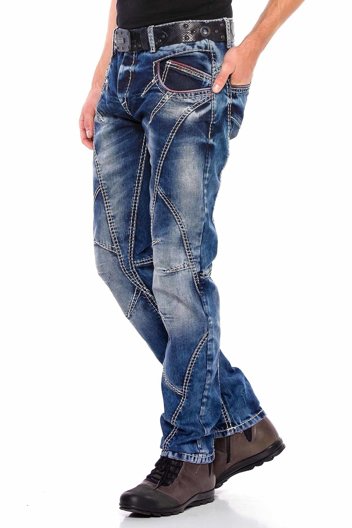 CD563 Parçalı Dikişli Regular Kesim Jean Pantolon