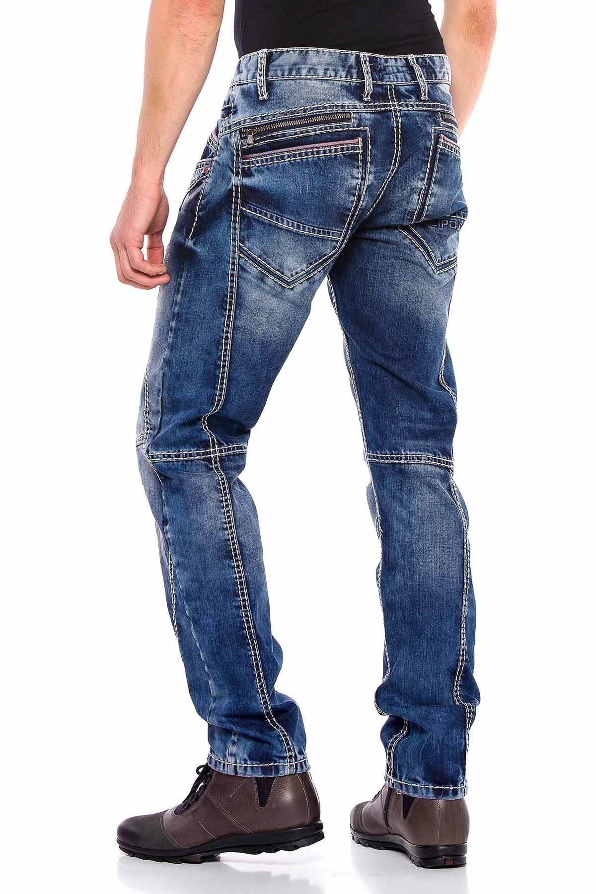 CD563 Parçalı Dikişli Regular Kesim Jean Pantolon