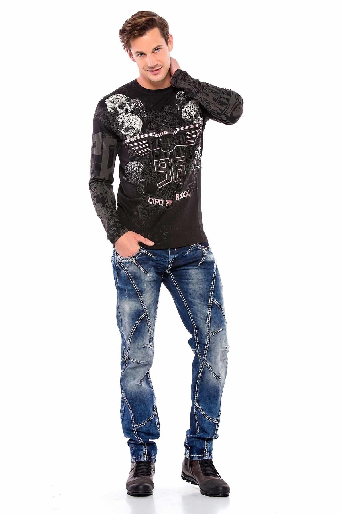CD563 Parçalı Dikişli Regular Kesim Jean Pantolon