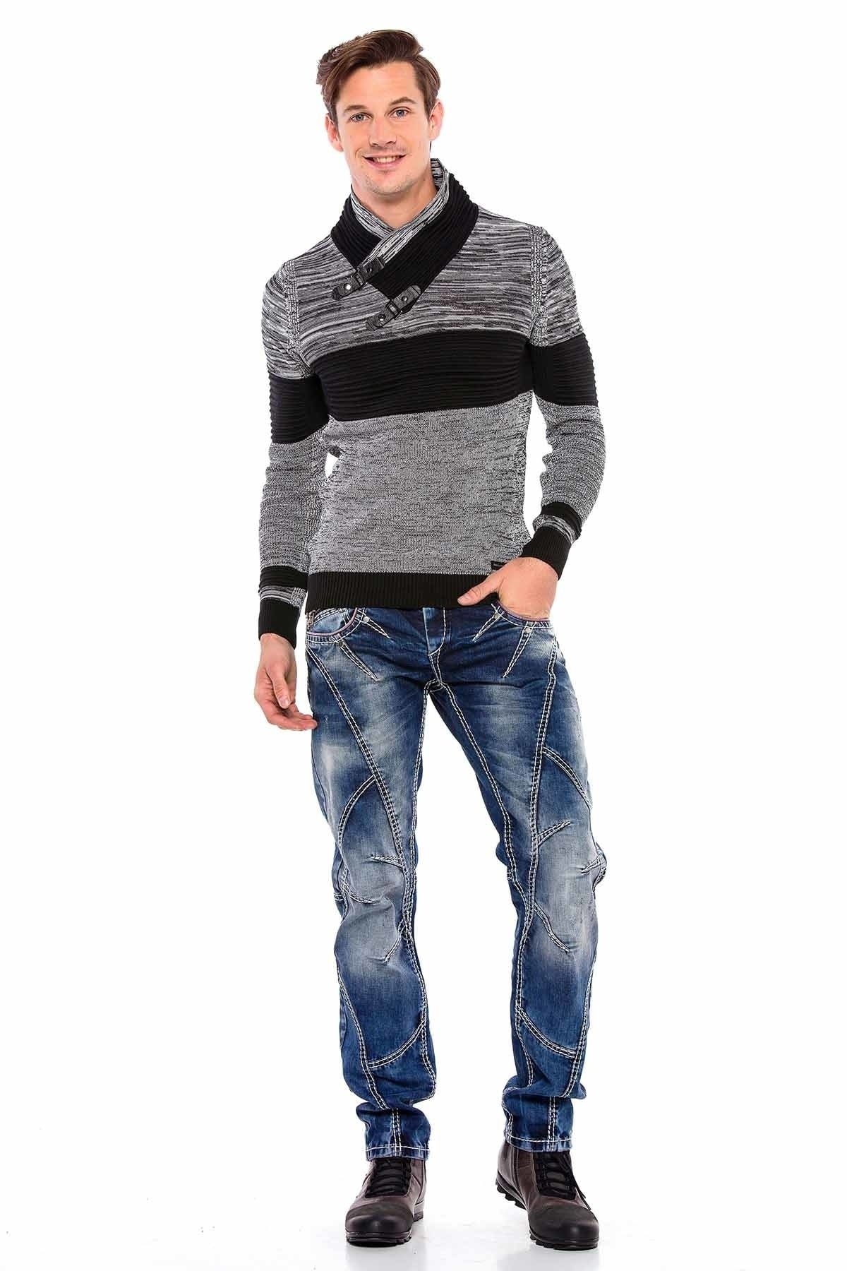 CD563 Parçalı Dikişli Regular Kesim Jean Pantolon
