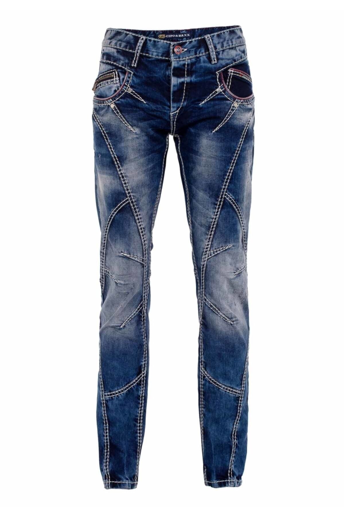 CD563 Parçalı Dikişli Regular Kesim Jean Pantolon