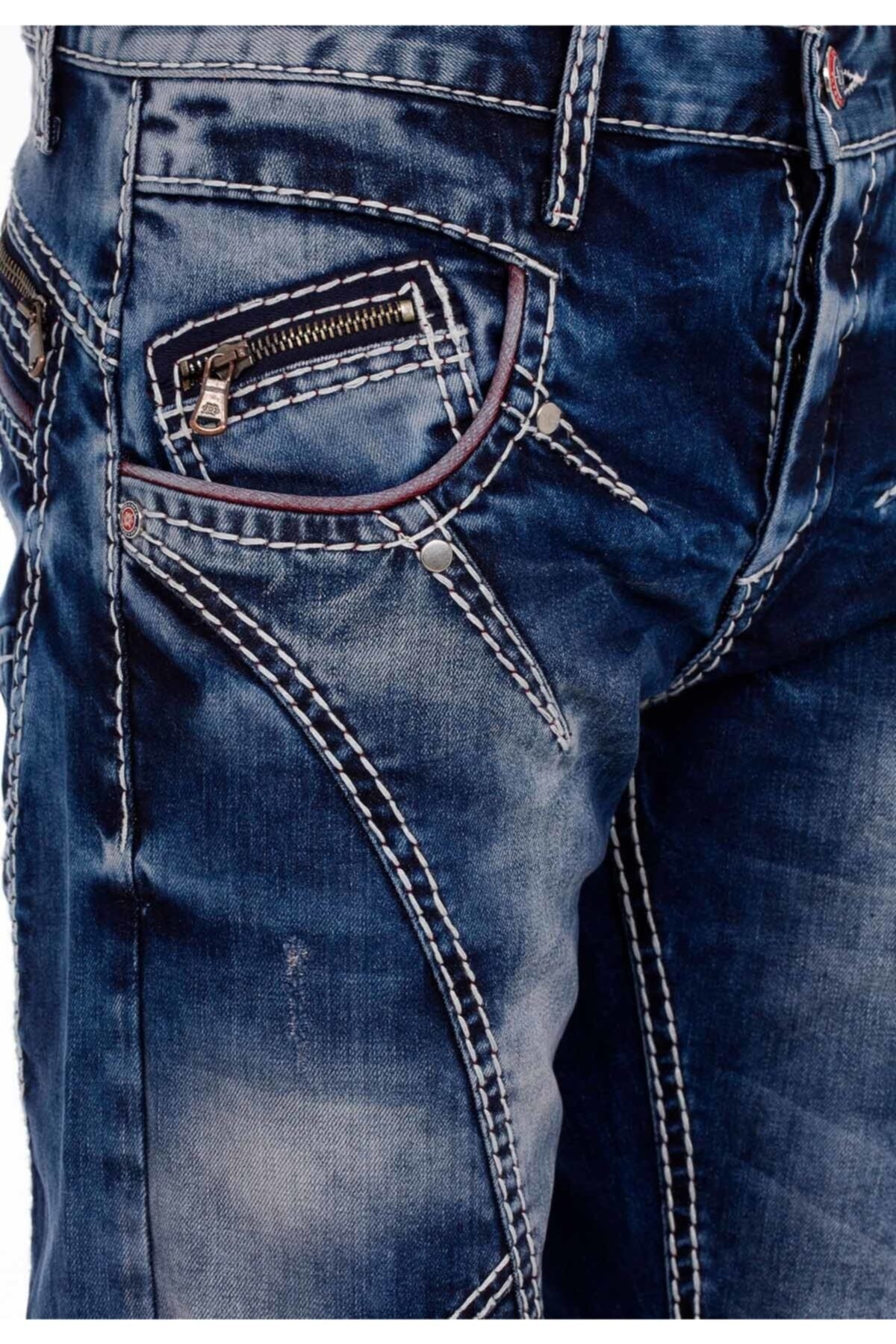 CD563 Parçalı Dikişli Regular Kesim Jean Pantolon
